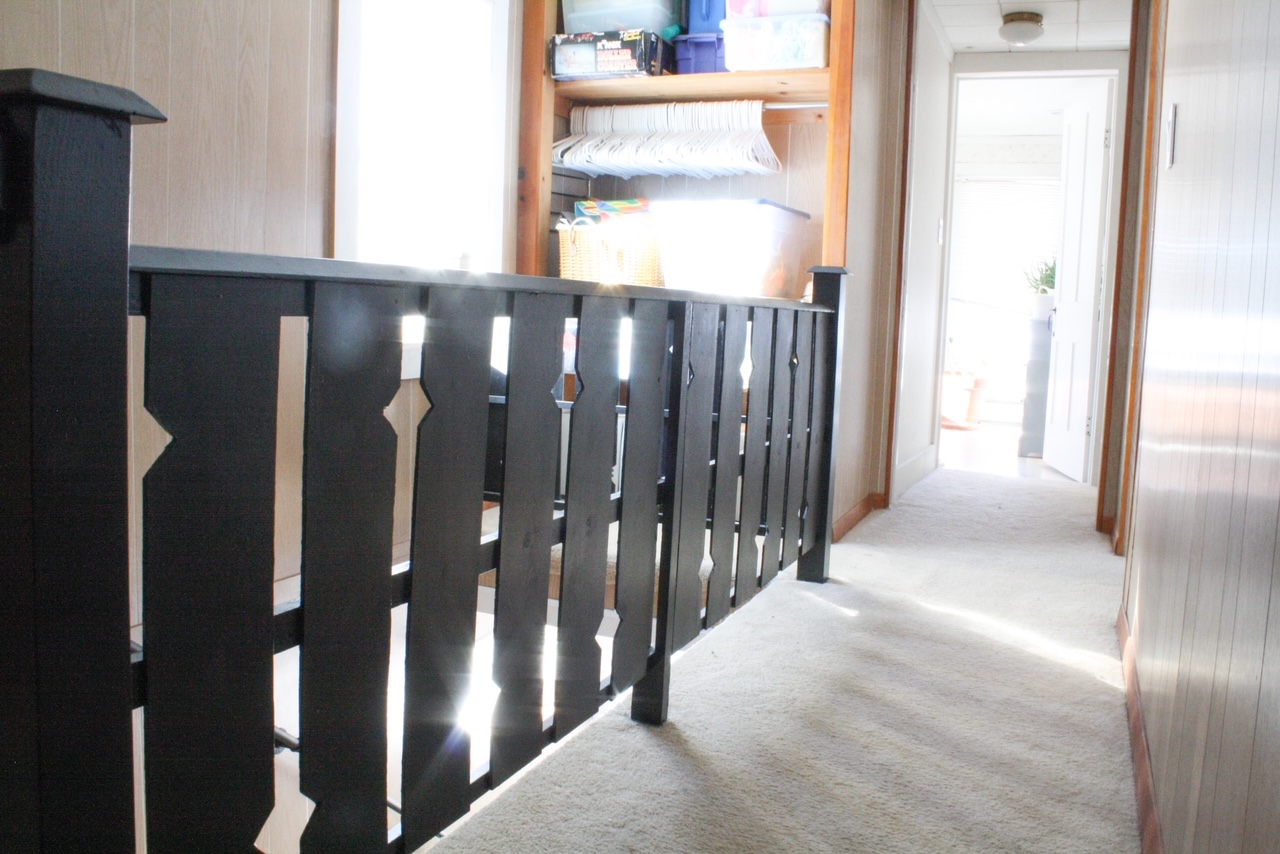 diy stair railing makeover after