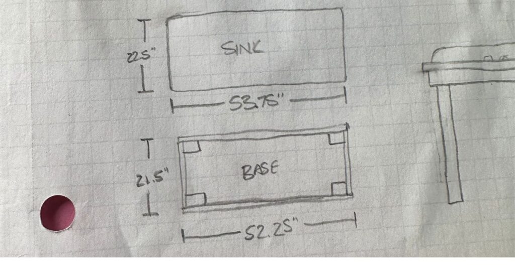 cast iron sink base rough sketch